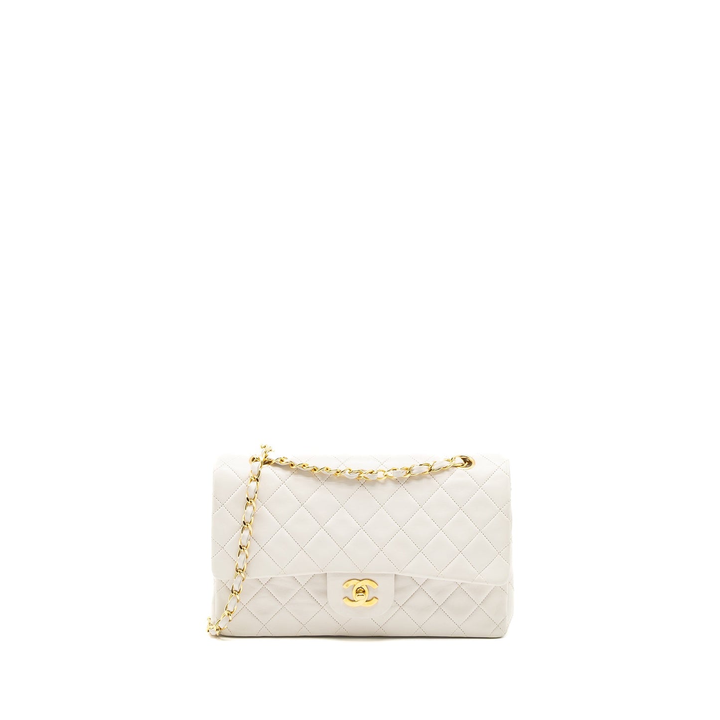 Chanel   Medium Classic Double Flap Bag Lambskin White GHW