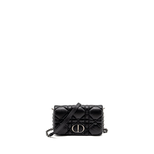 Dior Mini Caro Flap Purse Calfskin Black/ Black Hardware