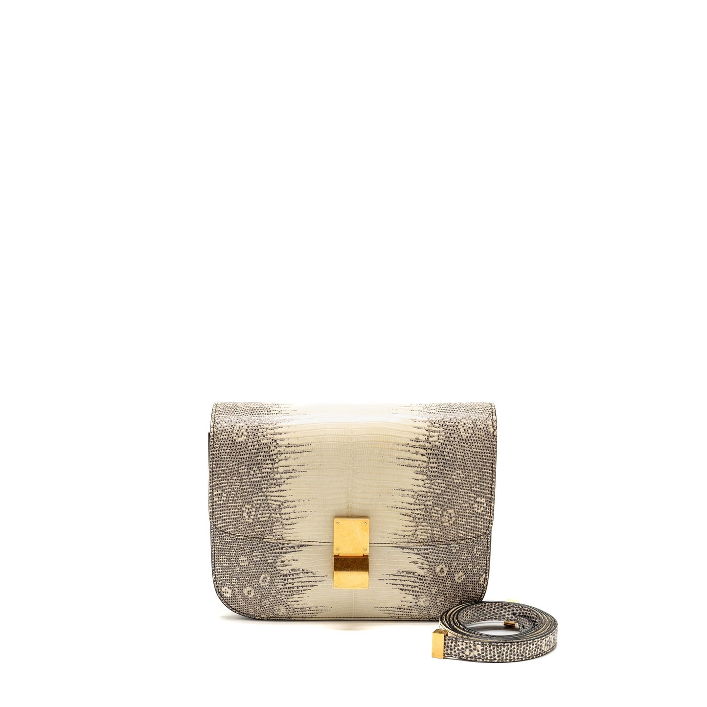 Celine Medium classic box Purse lizard Natural