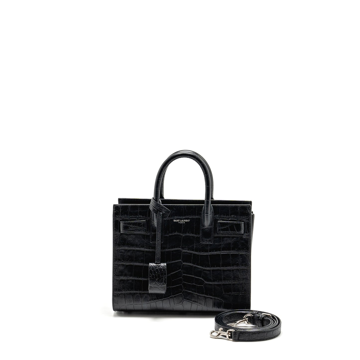 Saint Laurent Nano Sac De jour Crocodile-Embossed calfskin black