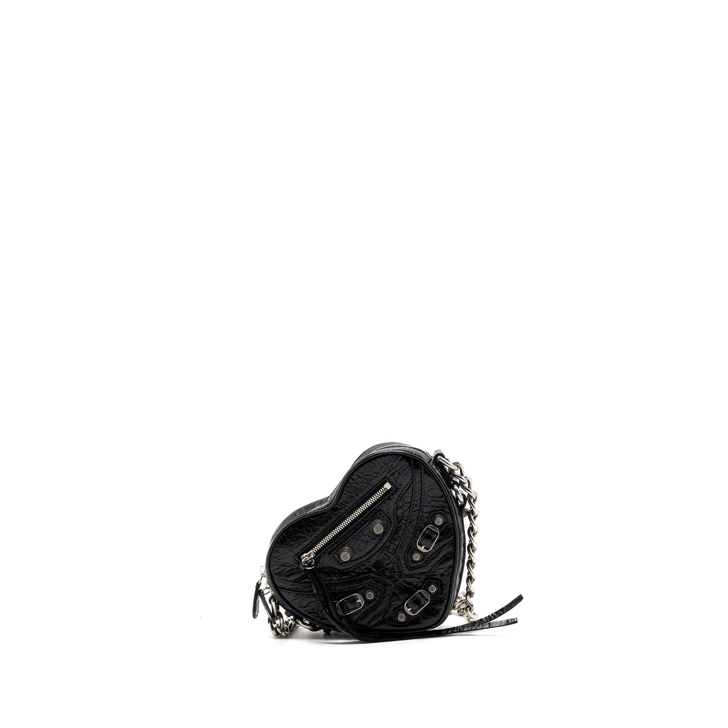 Balenciaga Le Gagole Heart Mini Purse Arena Lambskin Black Ruthenium Hardware