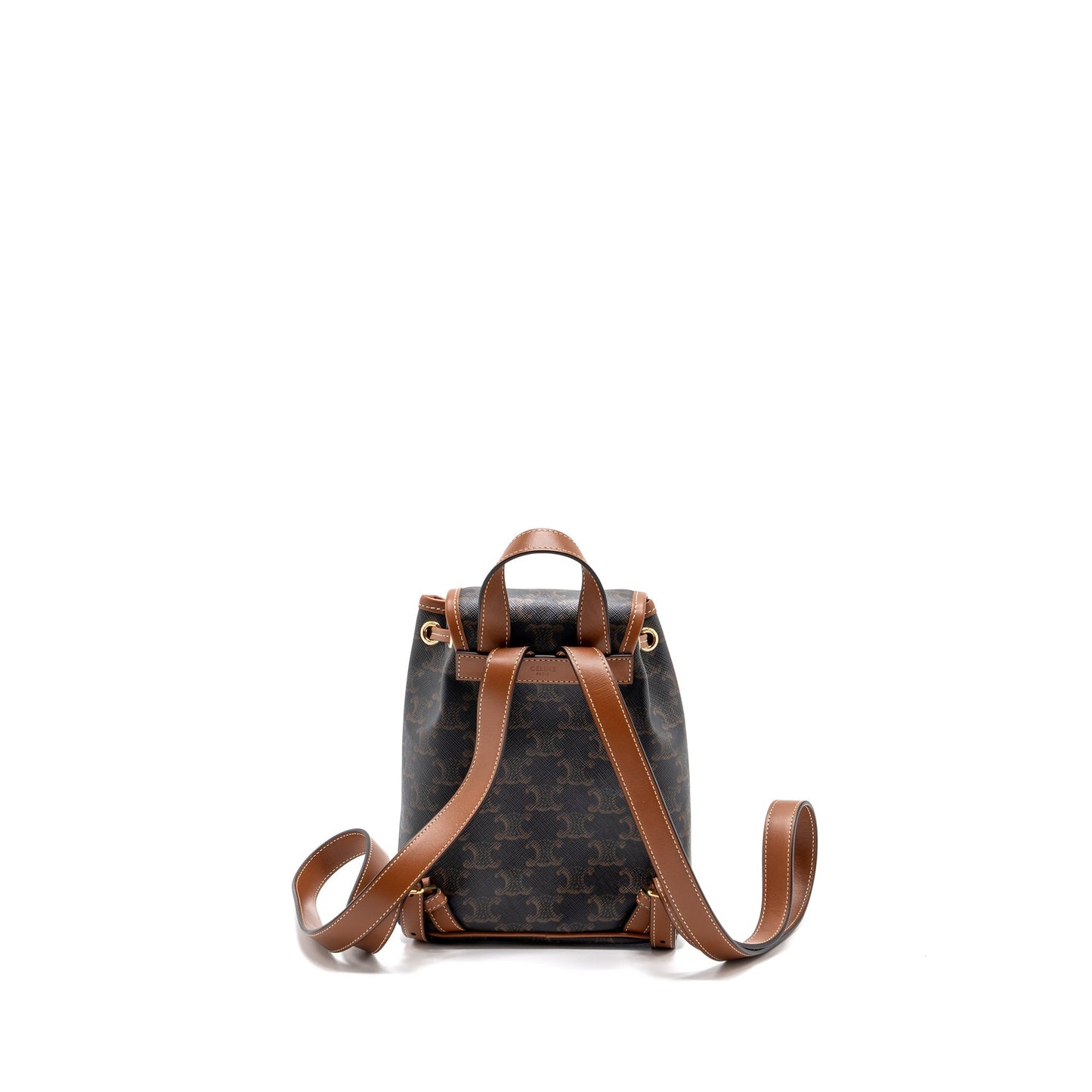 Celine Mini Backpack Folco Triomphe Canvas Calfskin Tan