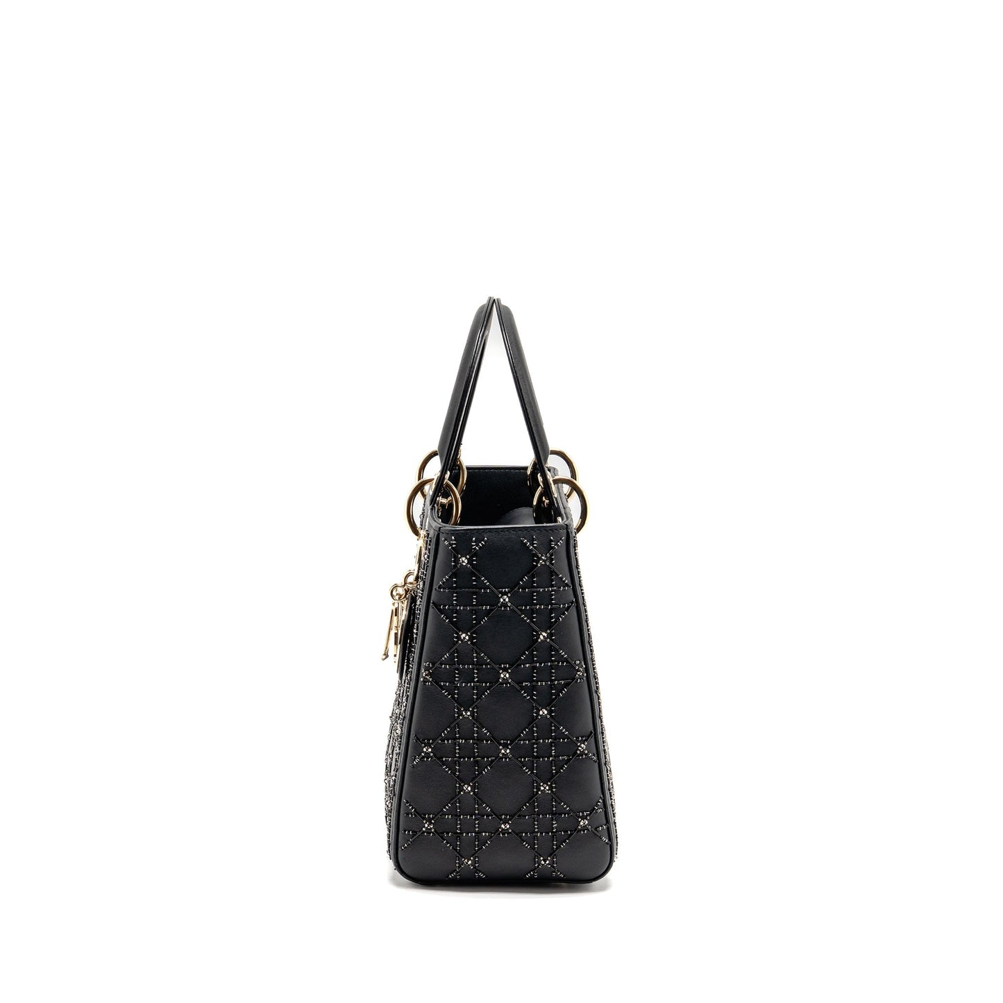 Dior Medium Lady Dior Embellished Cannage Limited Edition Calfskin Black