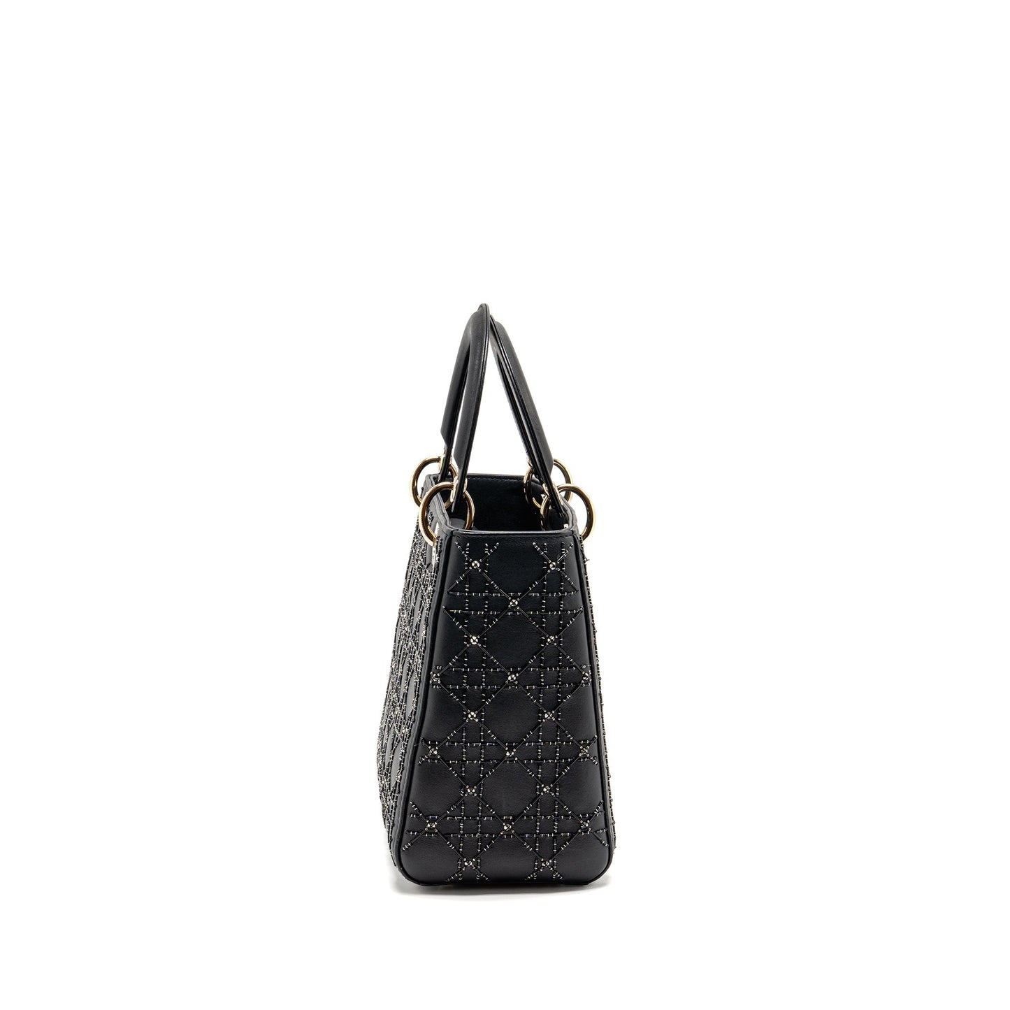 Dior Medium Lady Dior Embellished Cannage Limited Edition Calfskin Black