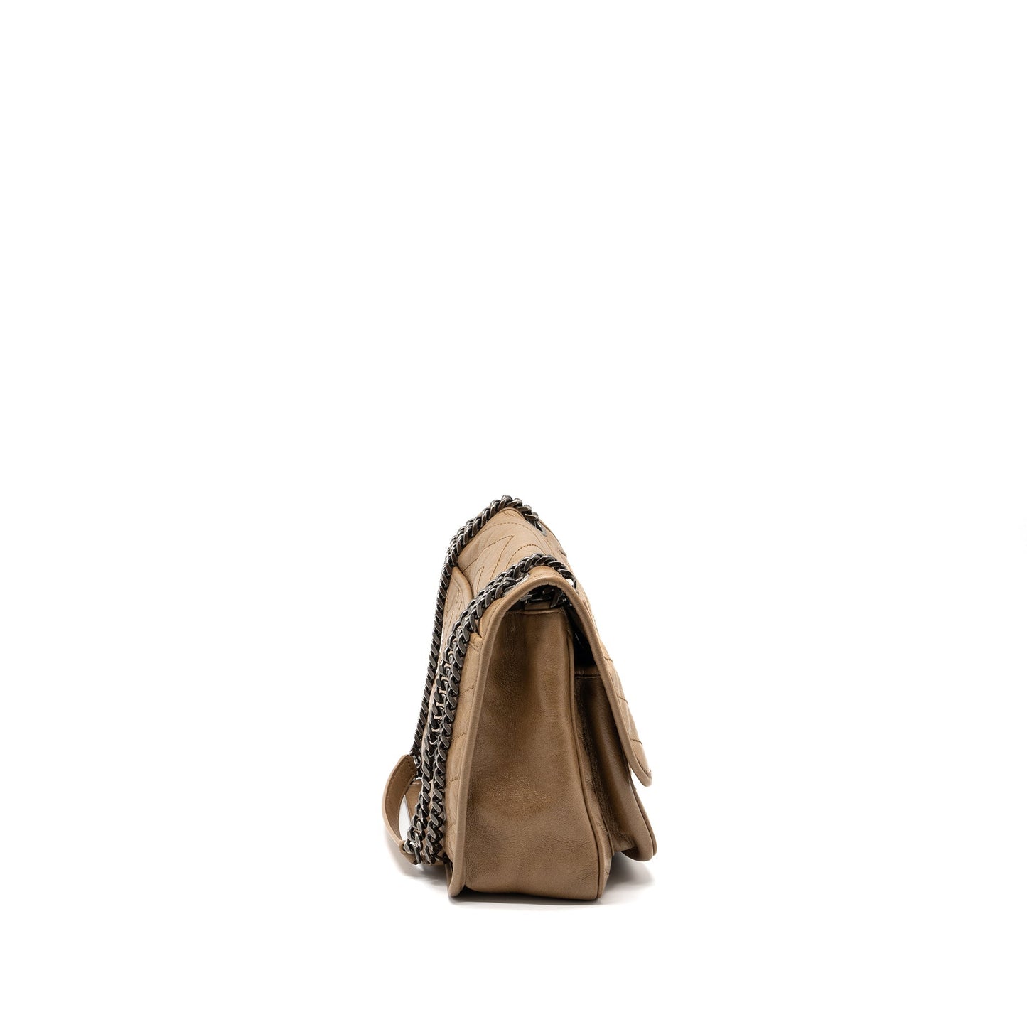 Saint Laurent Medium Niki Purse Crinkled Calfskin Dark Beige Ruthenium Hardware