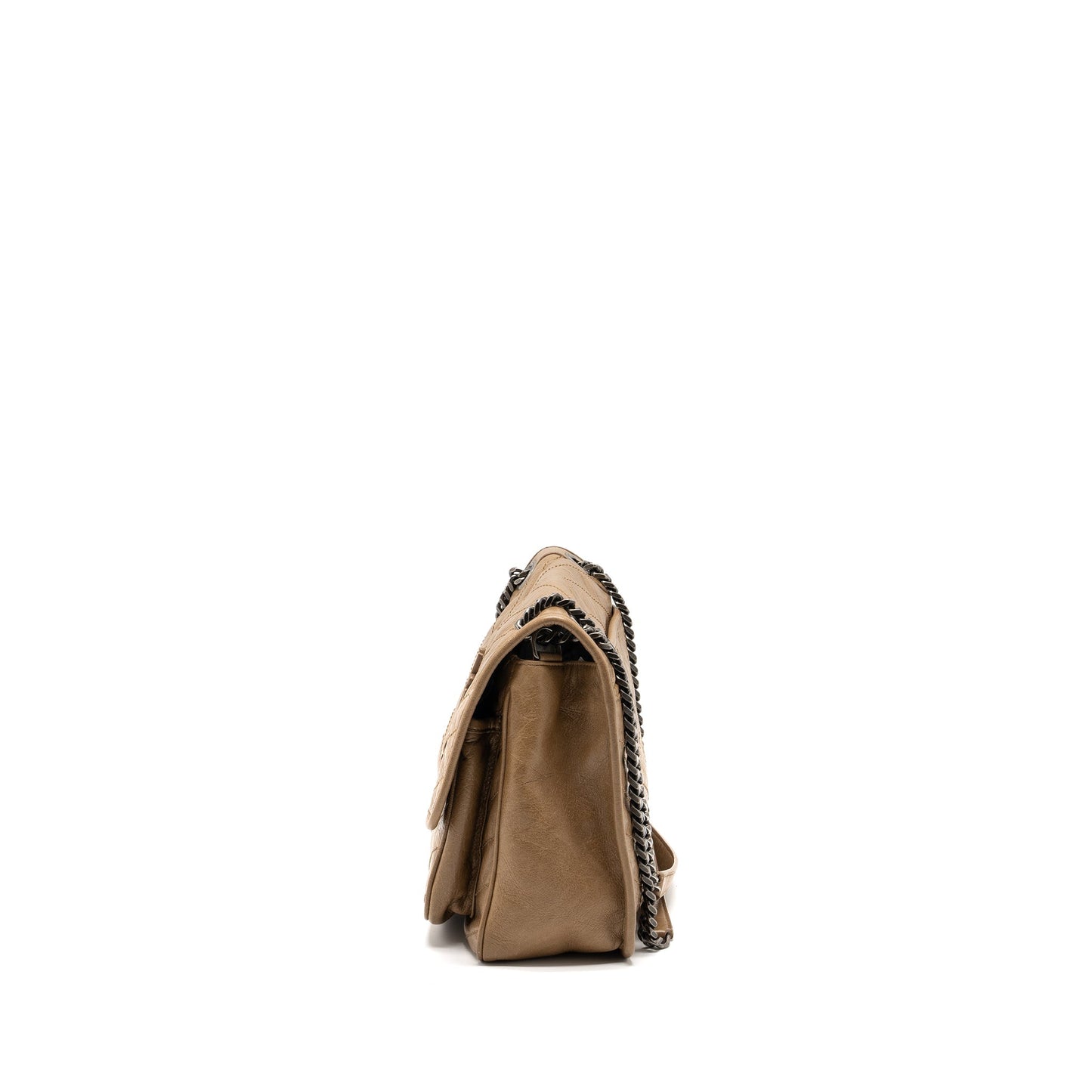 Saint Laurent Medium Niki Purse Crinkled Calfskin Dark Beige Ruthenium Hardware