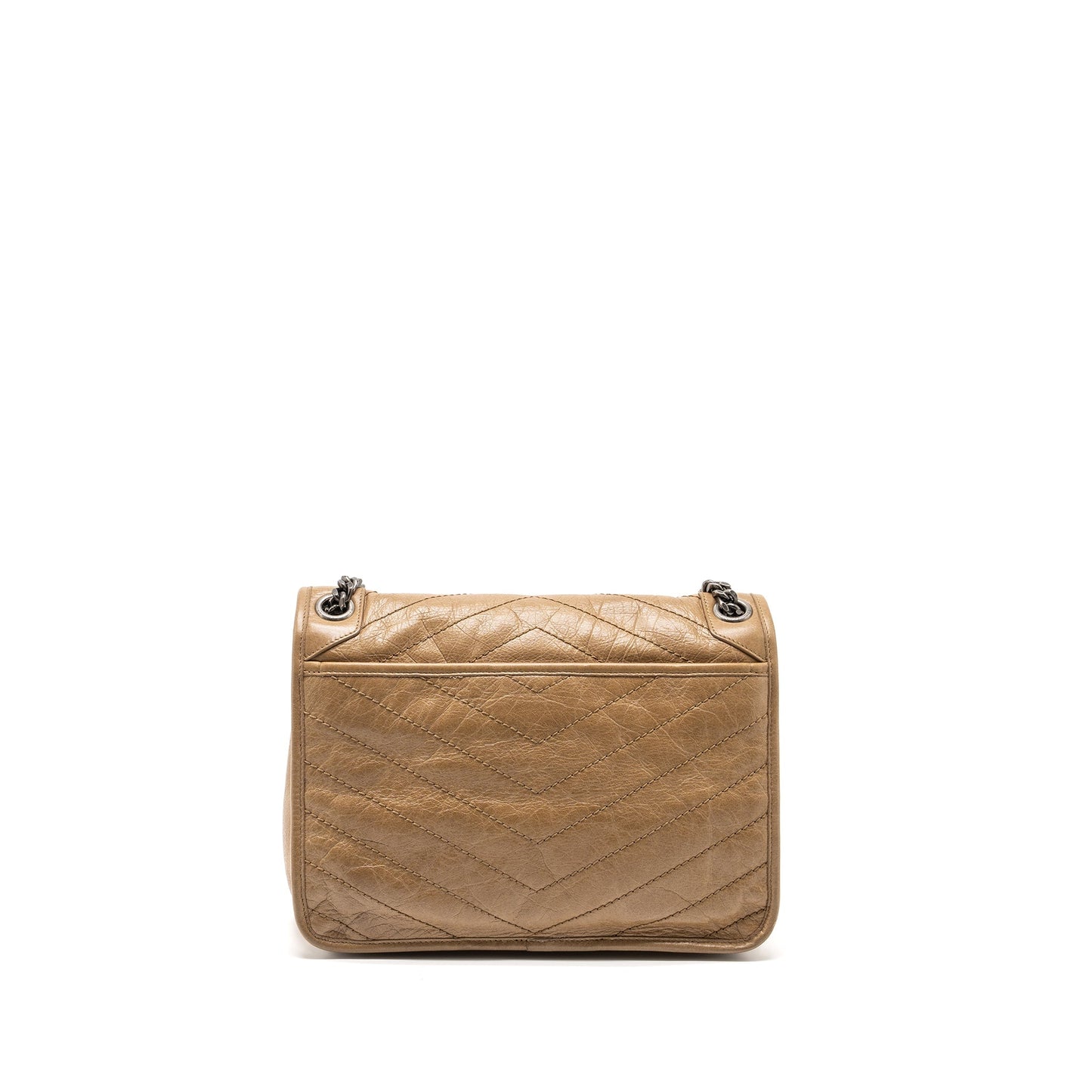 Saint Laurent Medium Niki Purse Crinkled Calfskin Dark Beige Ruthenium Hardware