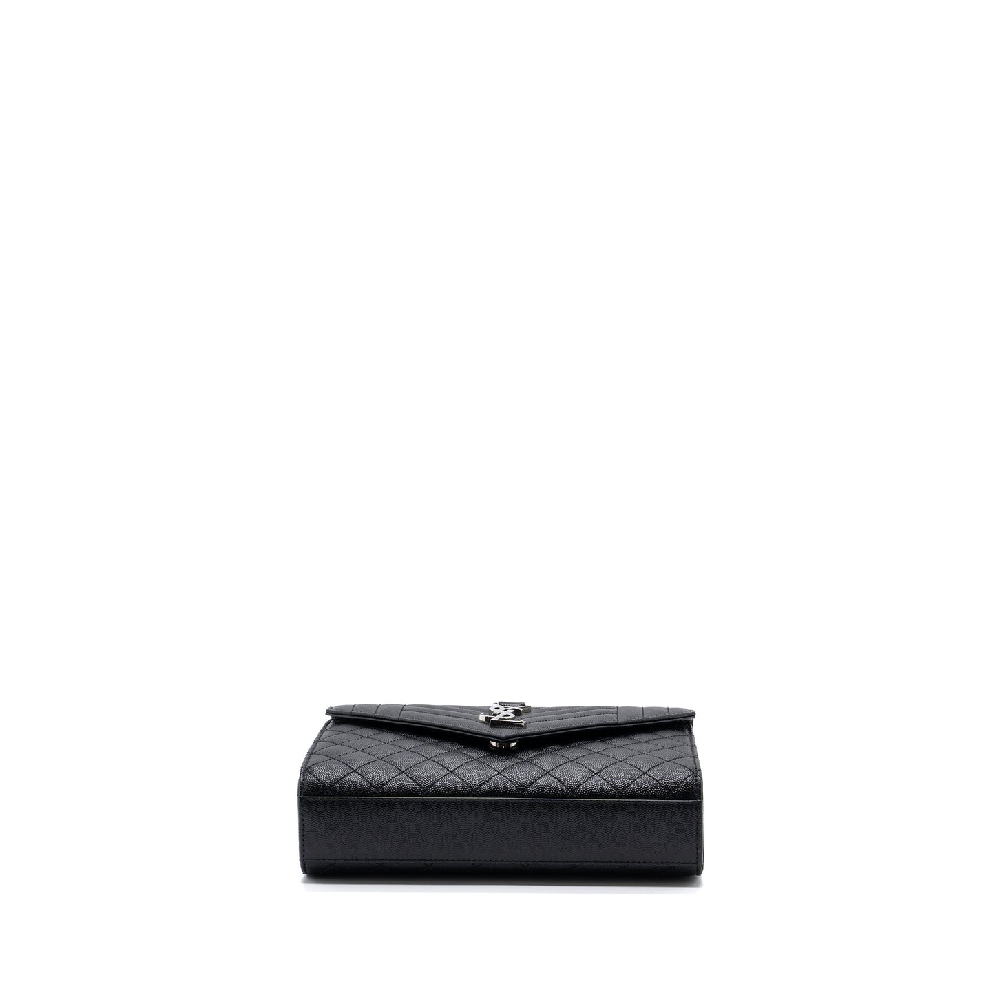 Saint Laurent/ Envelope Medium Chain Purse Grained Calfskin Mix Matelasse Black