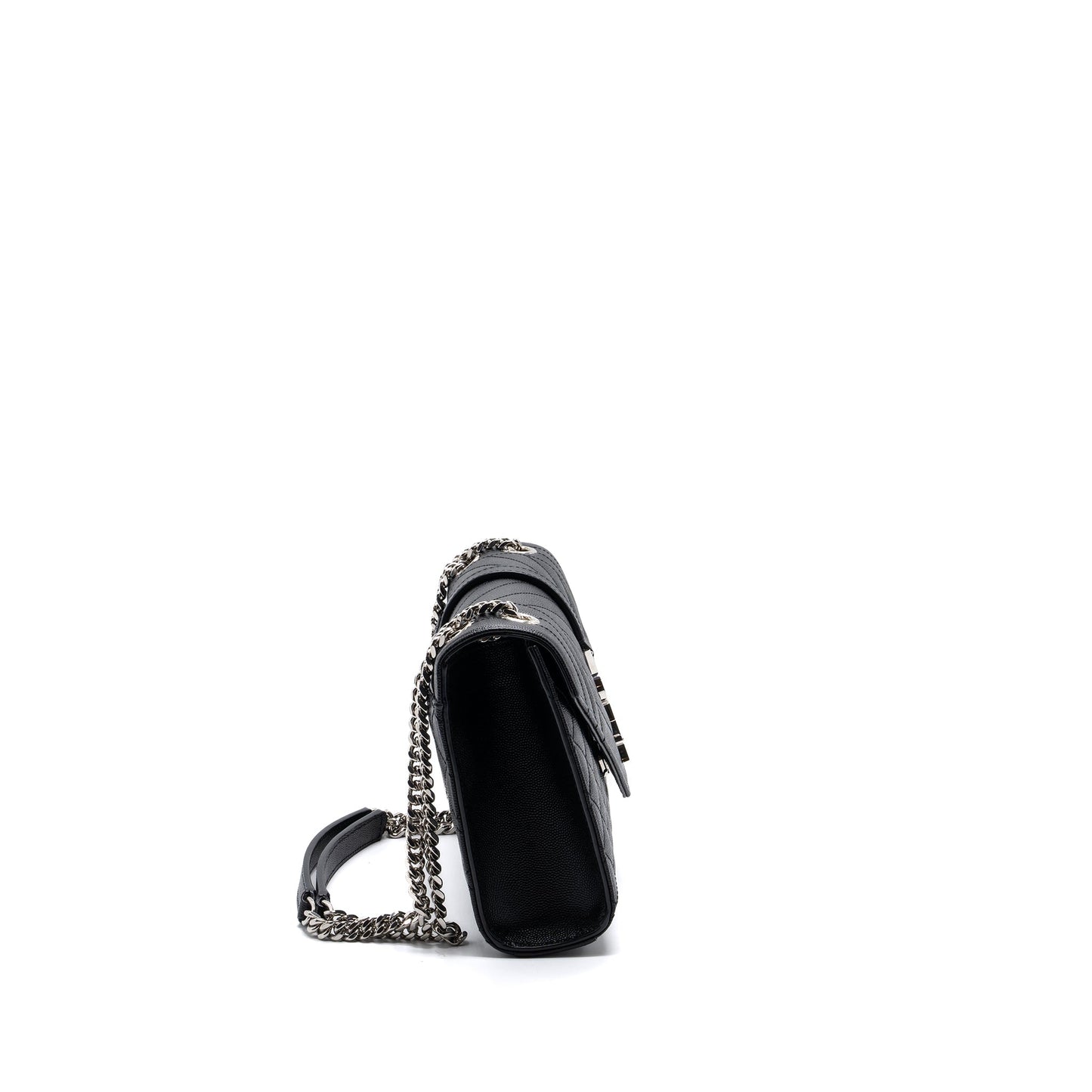 Saint Laurent/ Envelope Medium Chain Purse Grained Calfskin Mix Matelasse Black