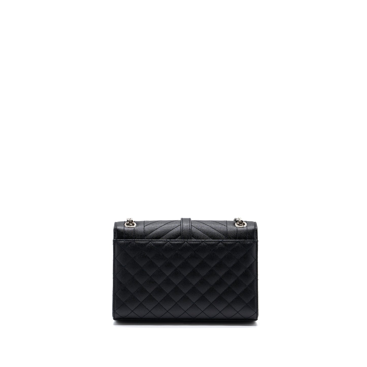 Saint Laurent/ Envelope Medium Chain Purse Grained Calfskin Mix Matelasse Black