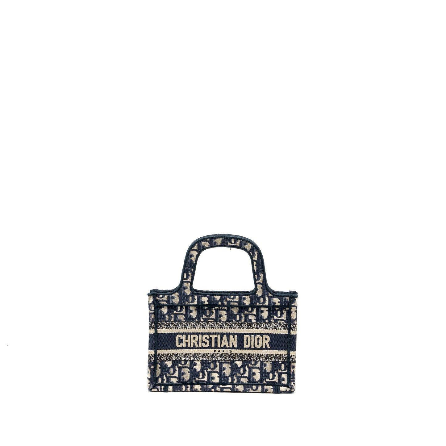 DIOR MINI BOOK TOTE BLUE OBLIQUE EMBROIDERY