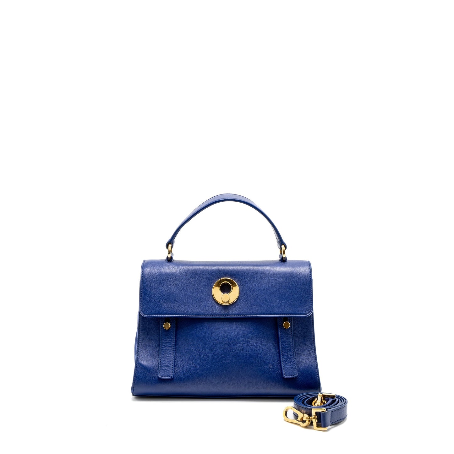 Saint Laurent/ M  Two Tote Purse Calfskin Blue