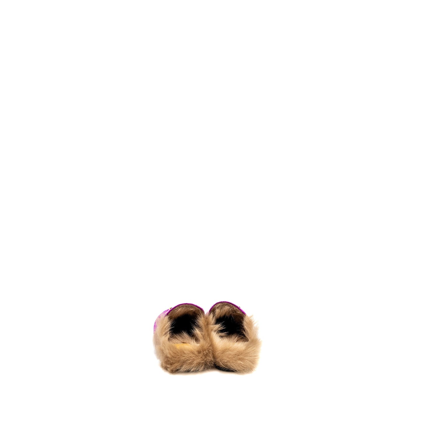GUCCI Size 35 Horsebit Princetown Fur Slipper Velvet Purple