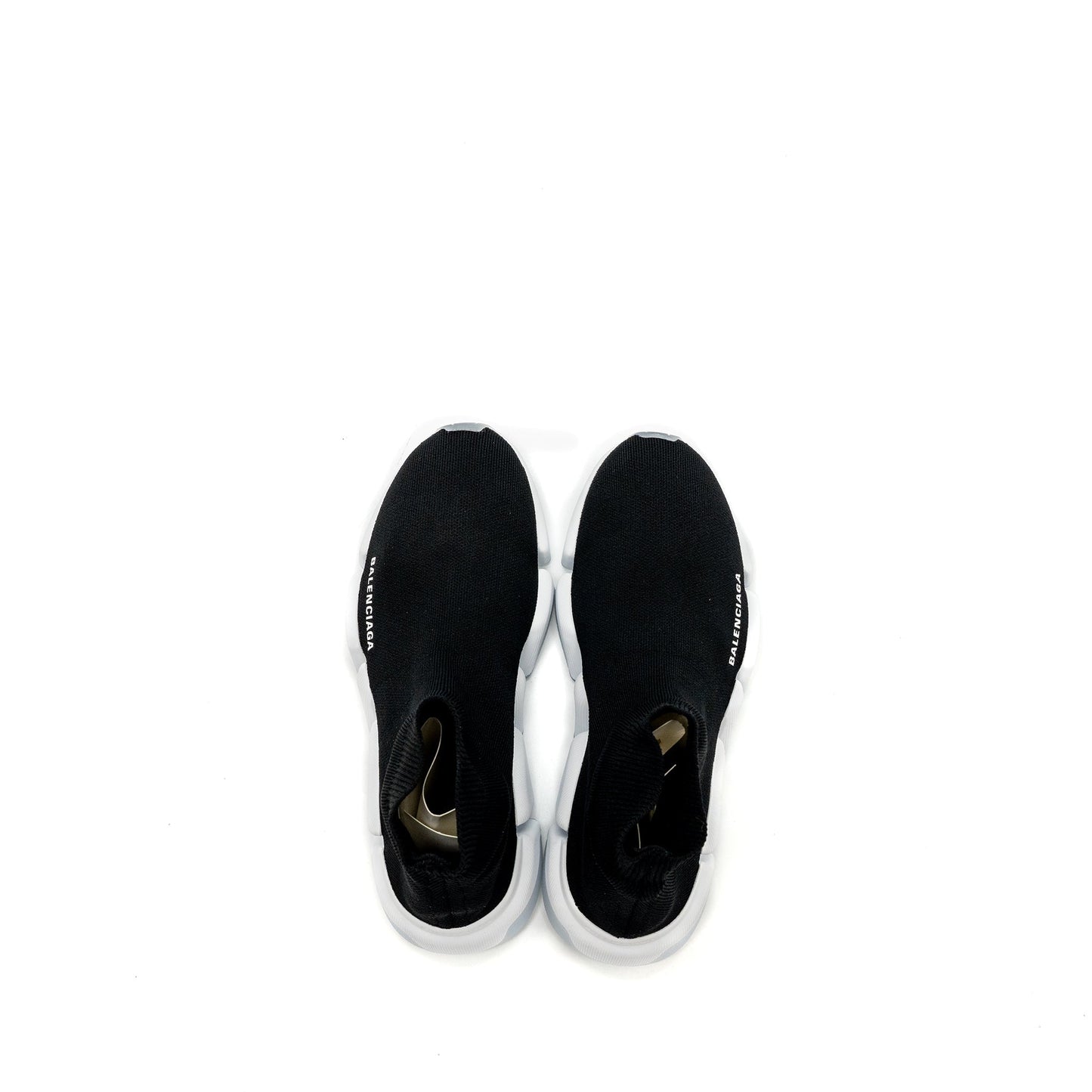 Balenciaga Size 38 Speed 2.0 Recycled Knit Sneakers Black/White