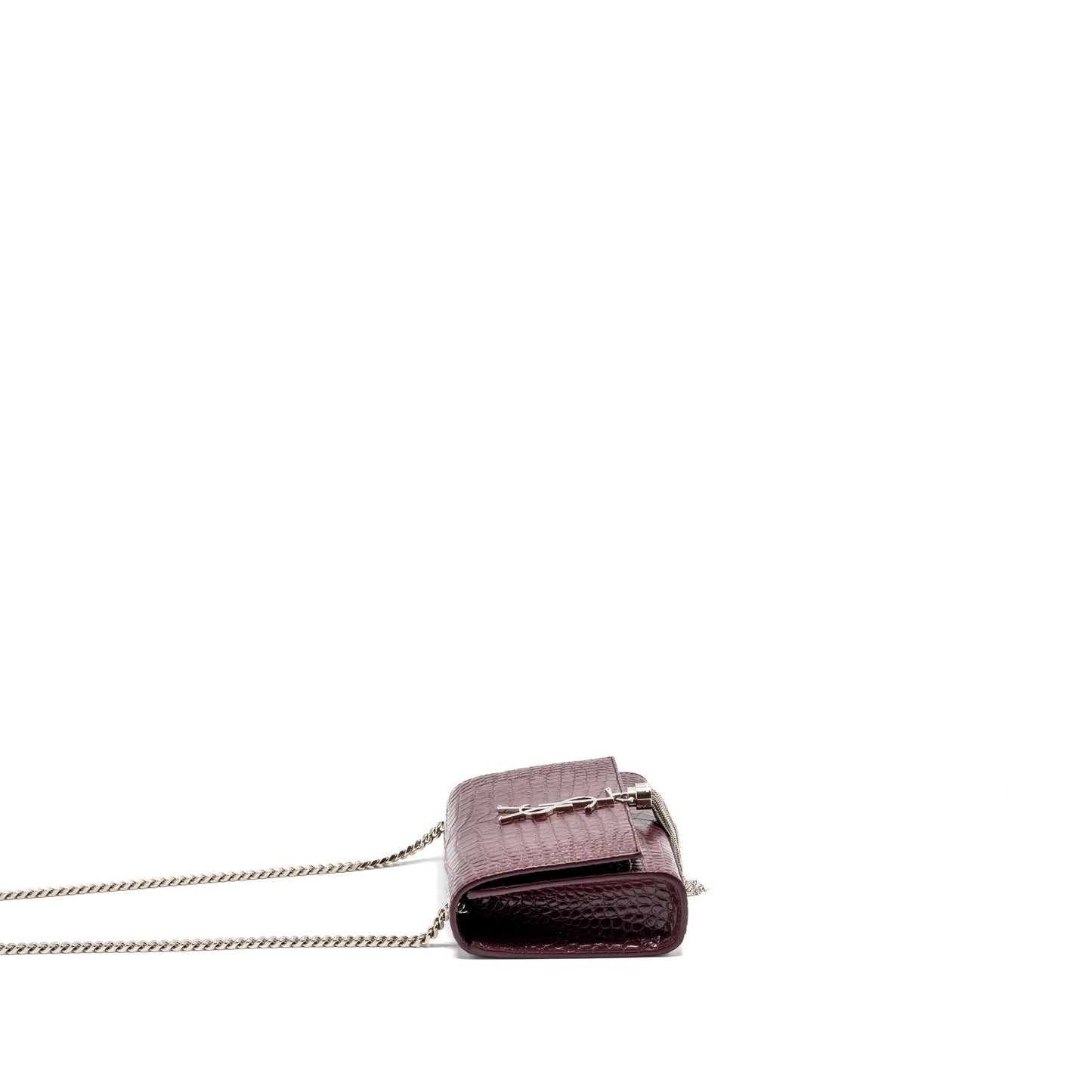 Saint Laurent/ Kate Purse Crocodile-Embossed Calfskin Burgundy