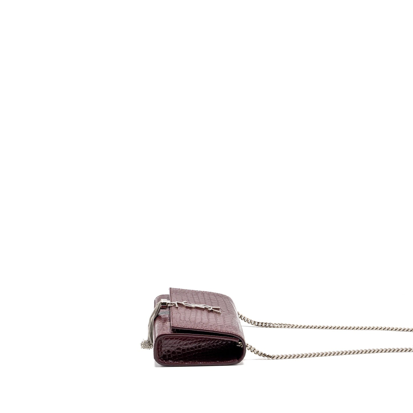 Saint Laurent/ Kate Purse Crocodile-Embossed Calfskin Burgundy