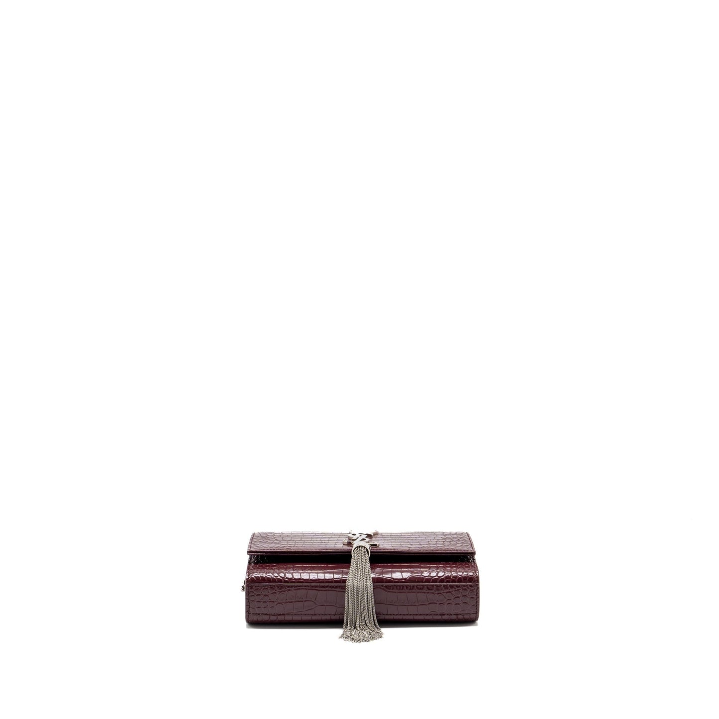 Saint Laurent/ Kate Purse Crocodile-Embossed Calfskin Burgundy