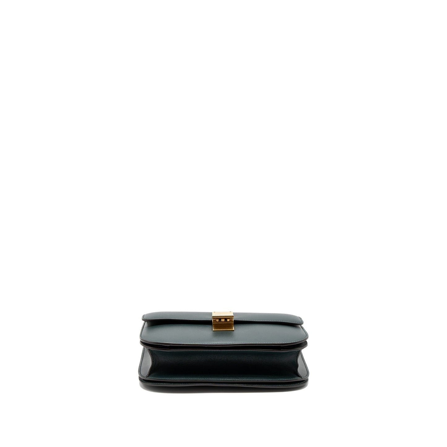 Celine Medium Classic Box Purse Calfskin Green Brushed