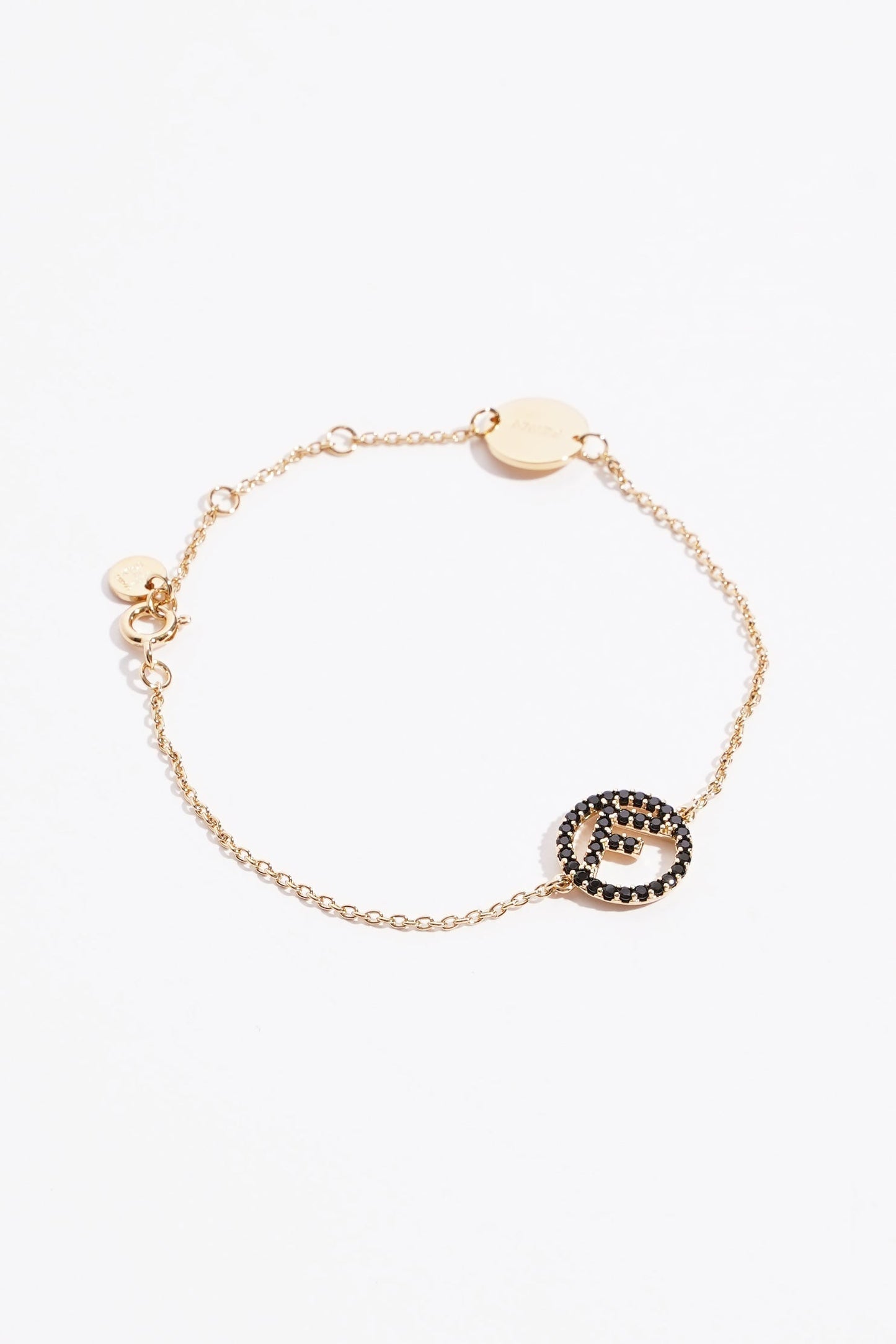 Fendi F Bracelet Golden Finish Metal / Rhinestones