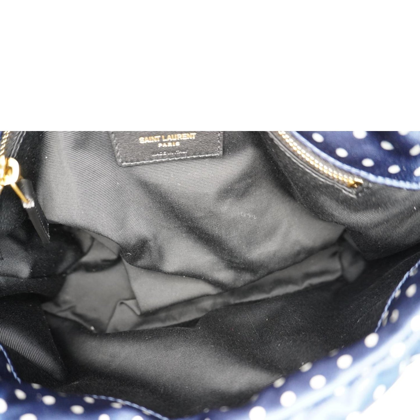 YVES SAINT LAURENT Loulou Puffer Polka Dots Canvas Crossbody Bag Blue