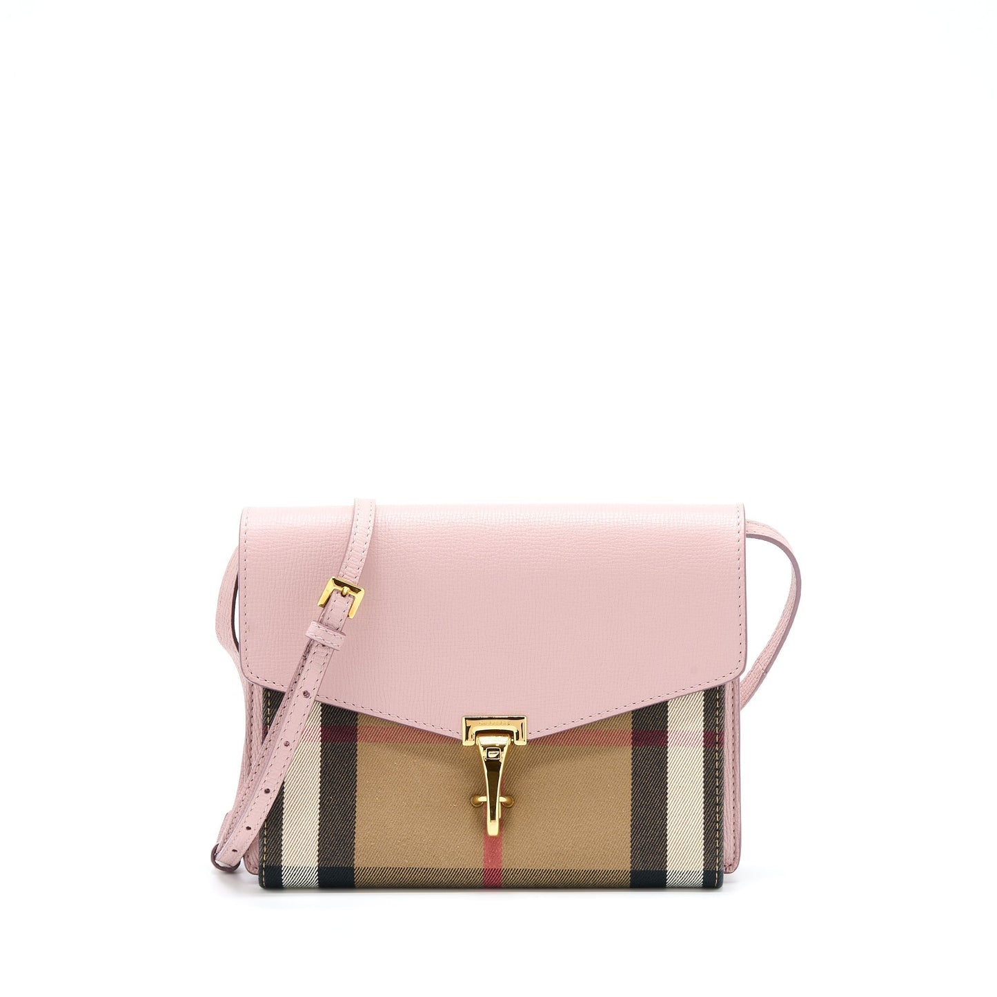 Burberry Small Leather And Ho  Check Crossbody Bag Pale Orchid
