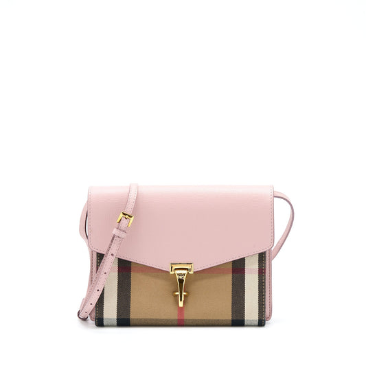 Burberry Small Leather And Ho  Check Crossbody Bag Pale Orchid