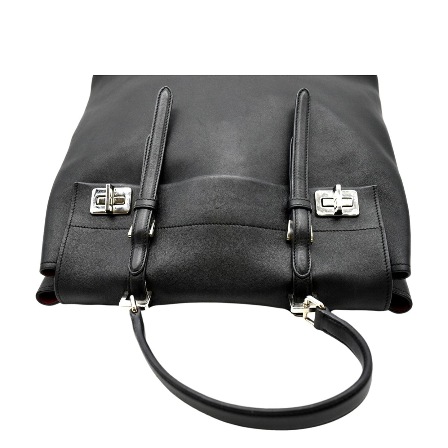 PRADA 2way Leather Tote Shoulder Bag Black BN2815