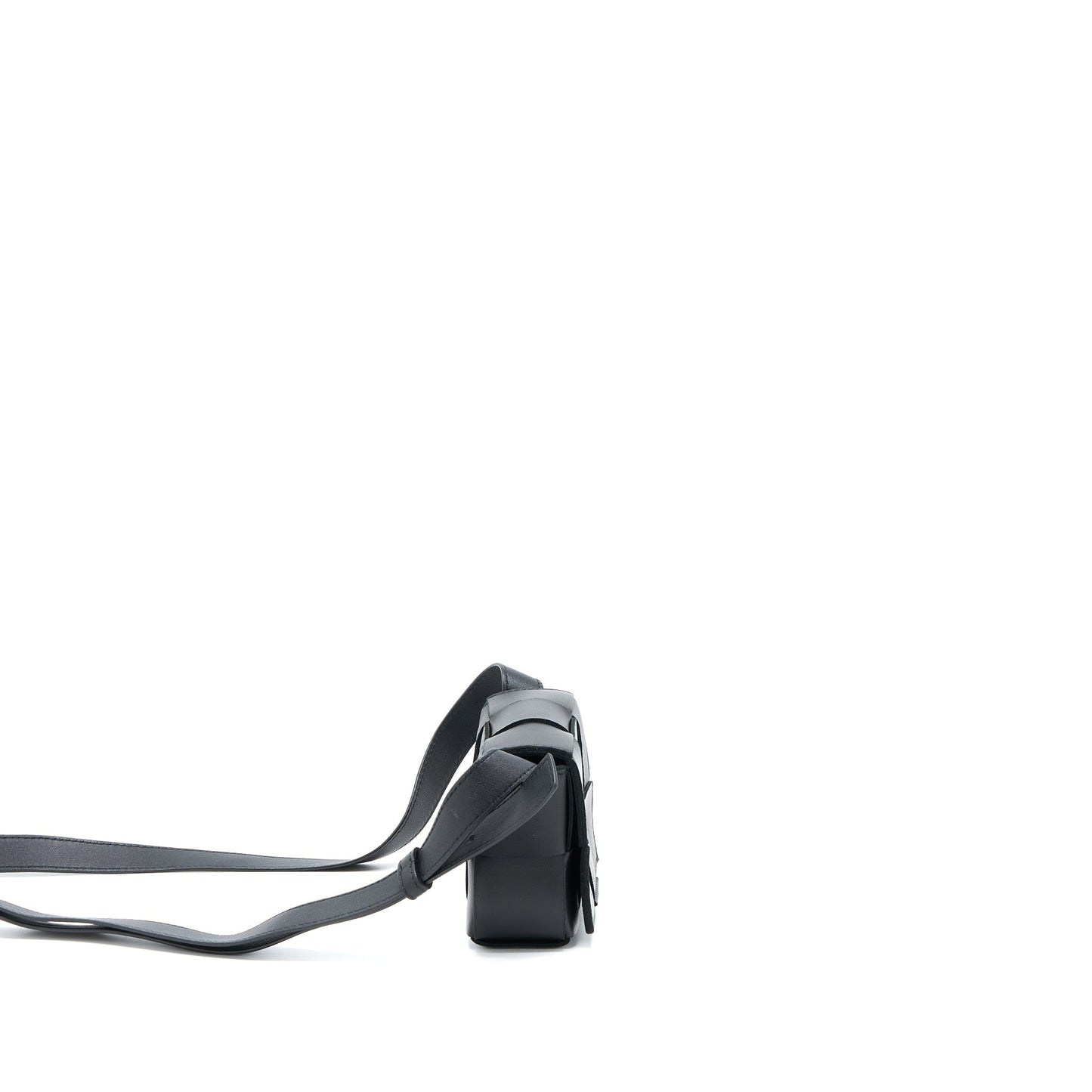 Bottega Veneta Mini Cassette Intrecciato Crossbody Purse Black