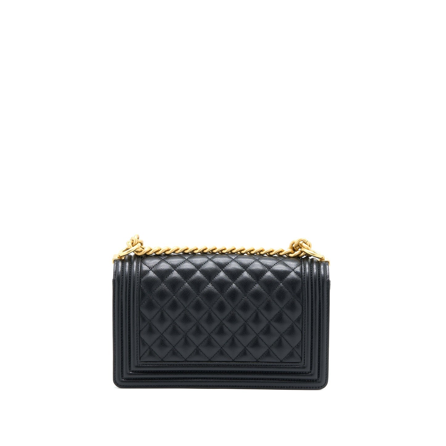 Chanel Medium Boy Bag Caviar Black Brushed GHW (Microchip)
