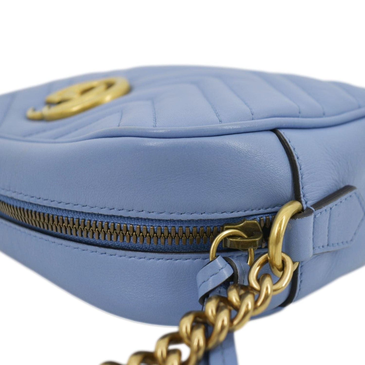 GUCCI GG Marmont Matelasse Leather Crossbody Bag Light Blue 447632