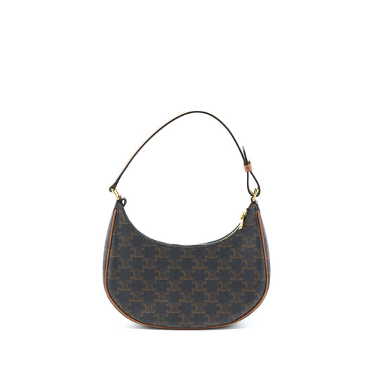 Celine Ava Purse in Triomphe Canvas/Calfskin Tan