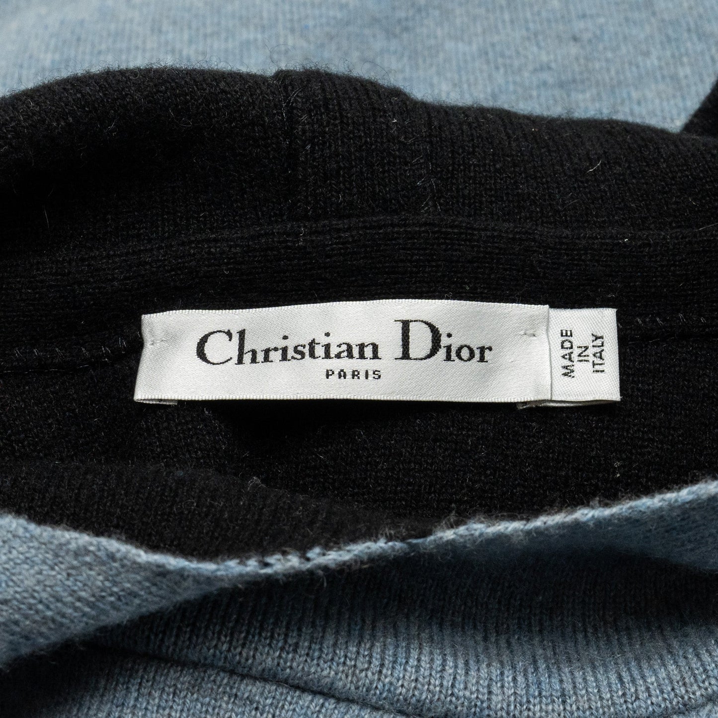 Size 36 J'adior 8' Hooded Sweater with Rear Signature Cashmere Blue Grey/Black
