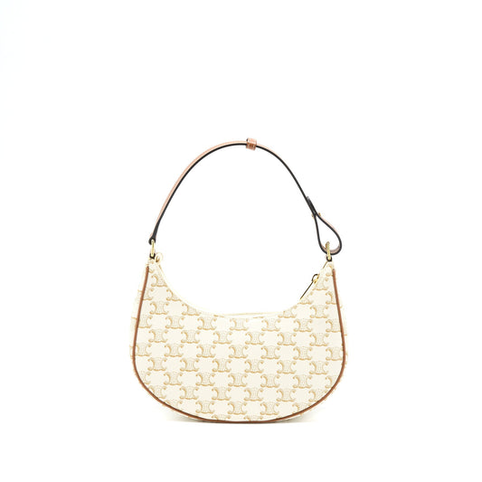 Celine Ava Purse in Triomphe Canvas/Calfskin White