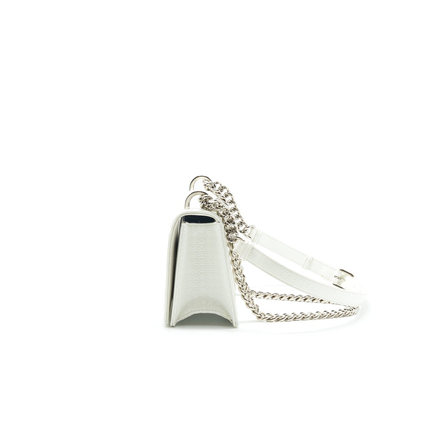 Christian Dior Small Cannage Diorama Patent Leather in White