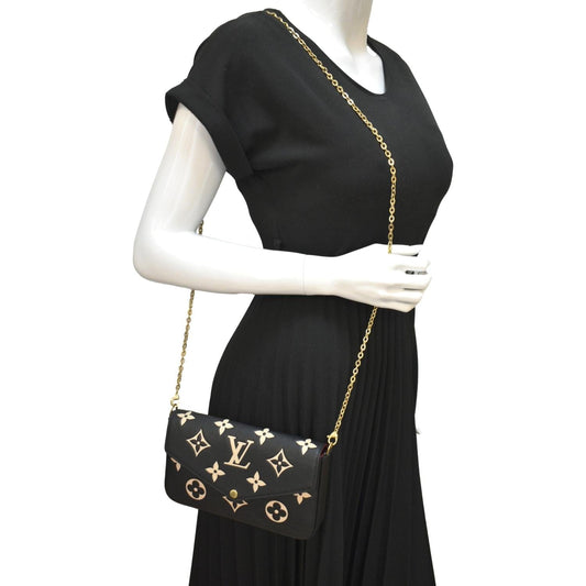 LOUIS VUITTON Felicie Pochette Monogram Empreinte Crossbody Bag Bicolor