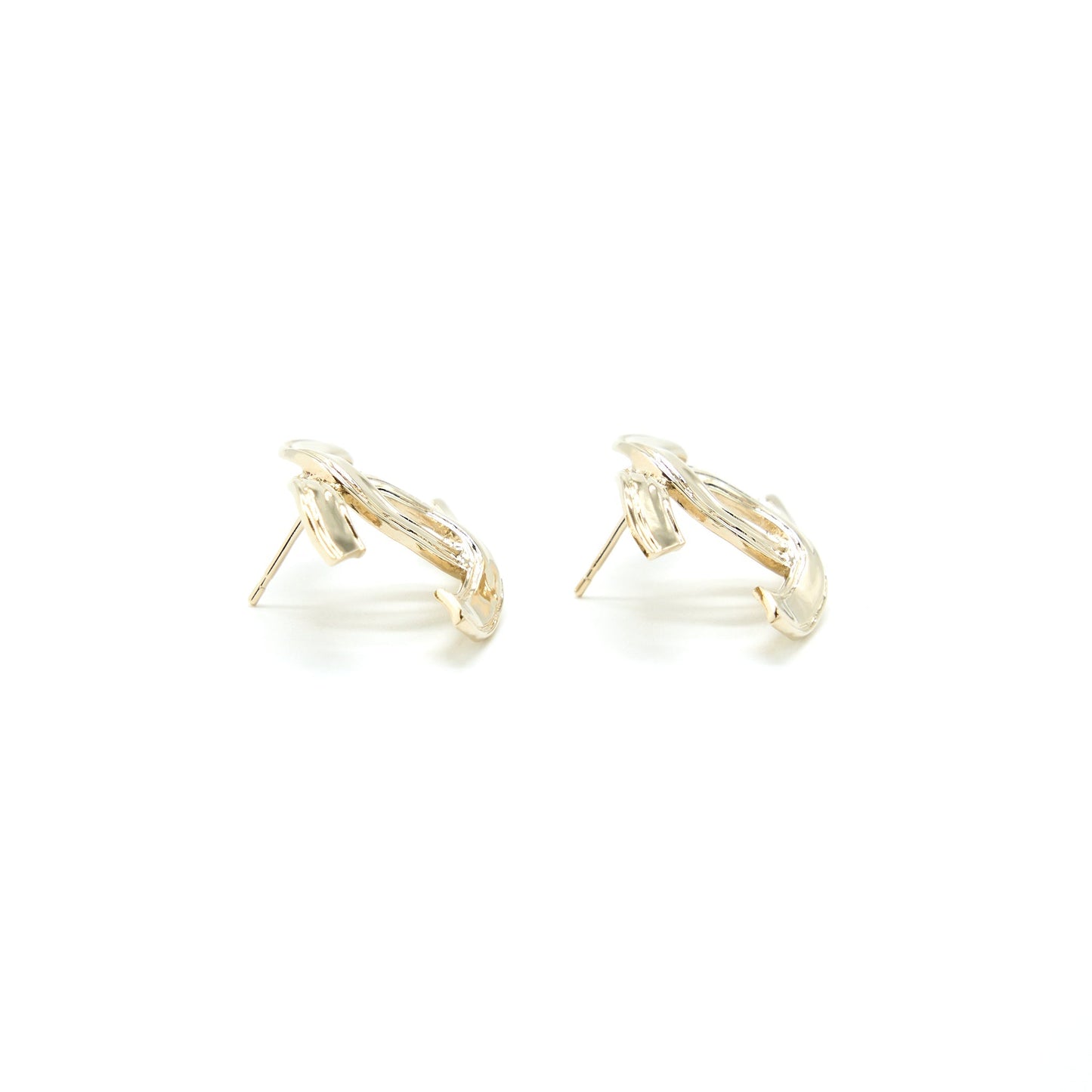 Chanel Giant CC Logo Earrings Light Gold Tone
