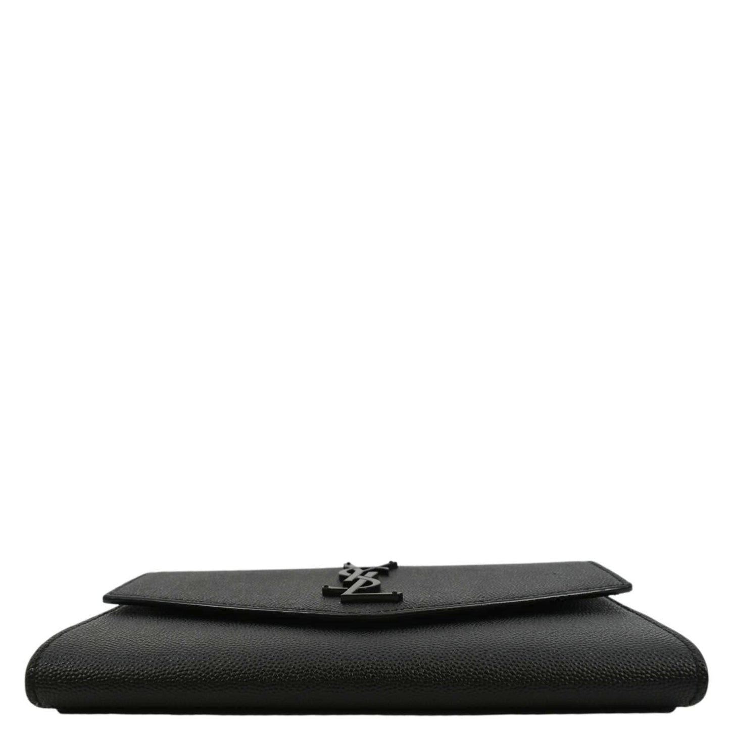 YVES SAINT LAURENT Uptown Gain De Poudre Embossed Leather Crossbody Chain Wallet Black