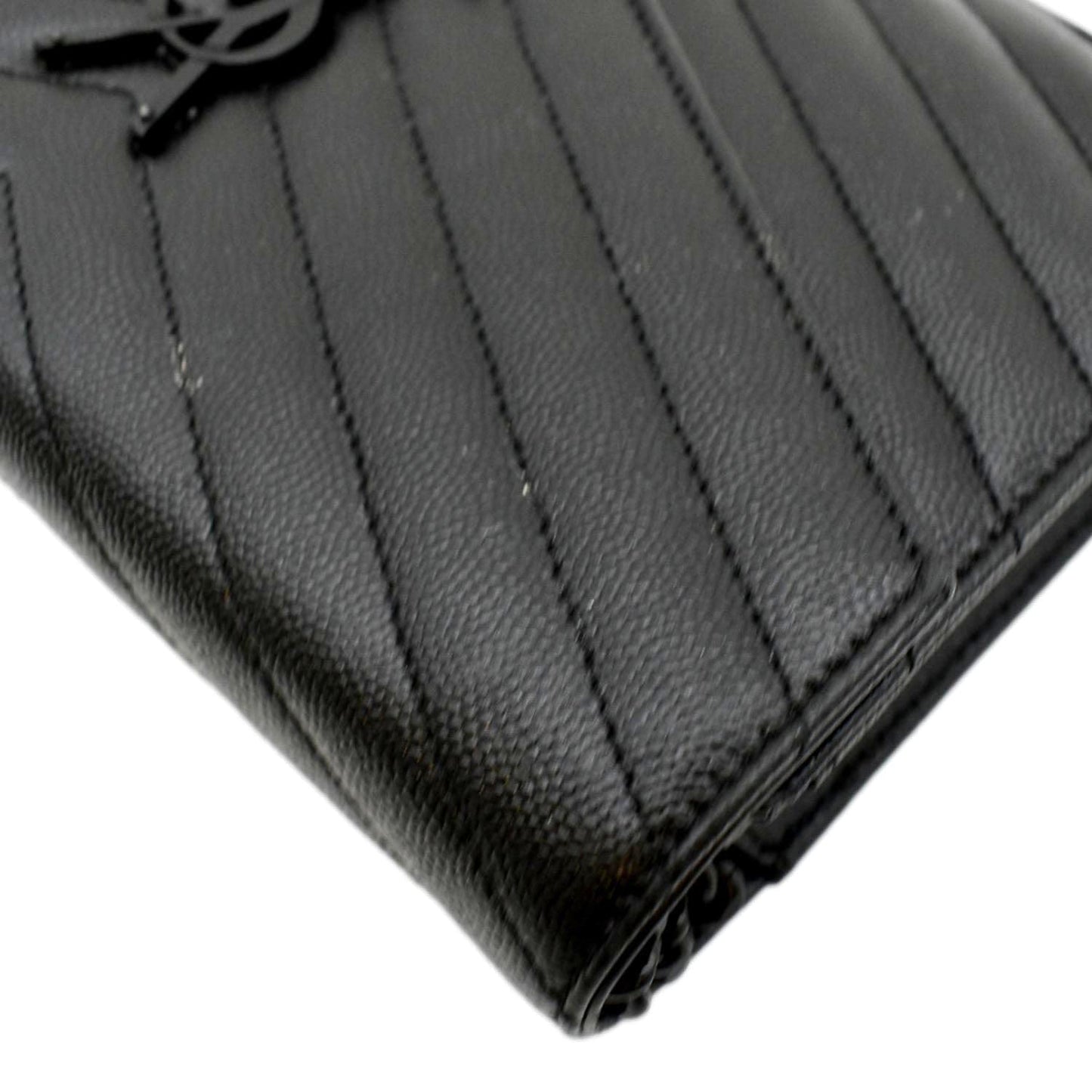 YVES SAINT LAURENT Cassandre Matelasse Chain Wallet Crossbody Bag Black