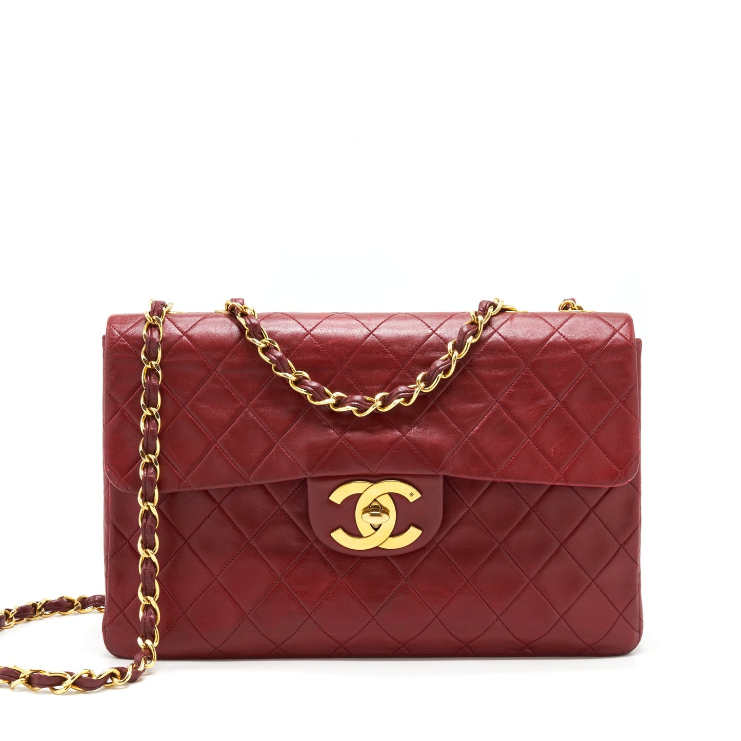 Chanel   Maxi Flap Bag Lambskin Red GHW