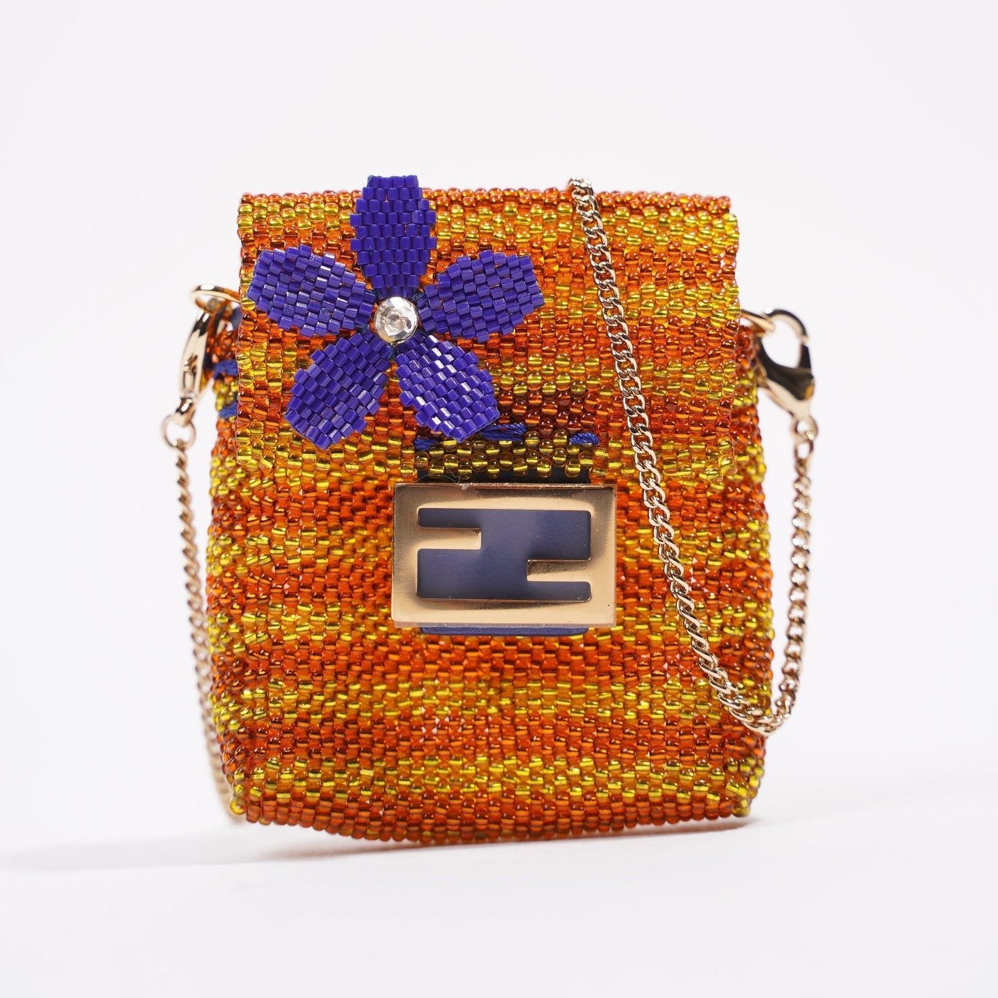 Fendi Womens Pico Baguette Charm Beads Orange / Yellow
