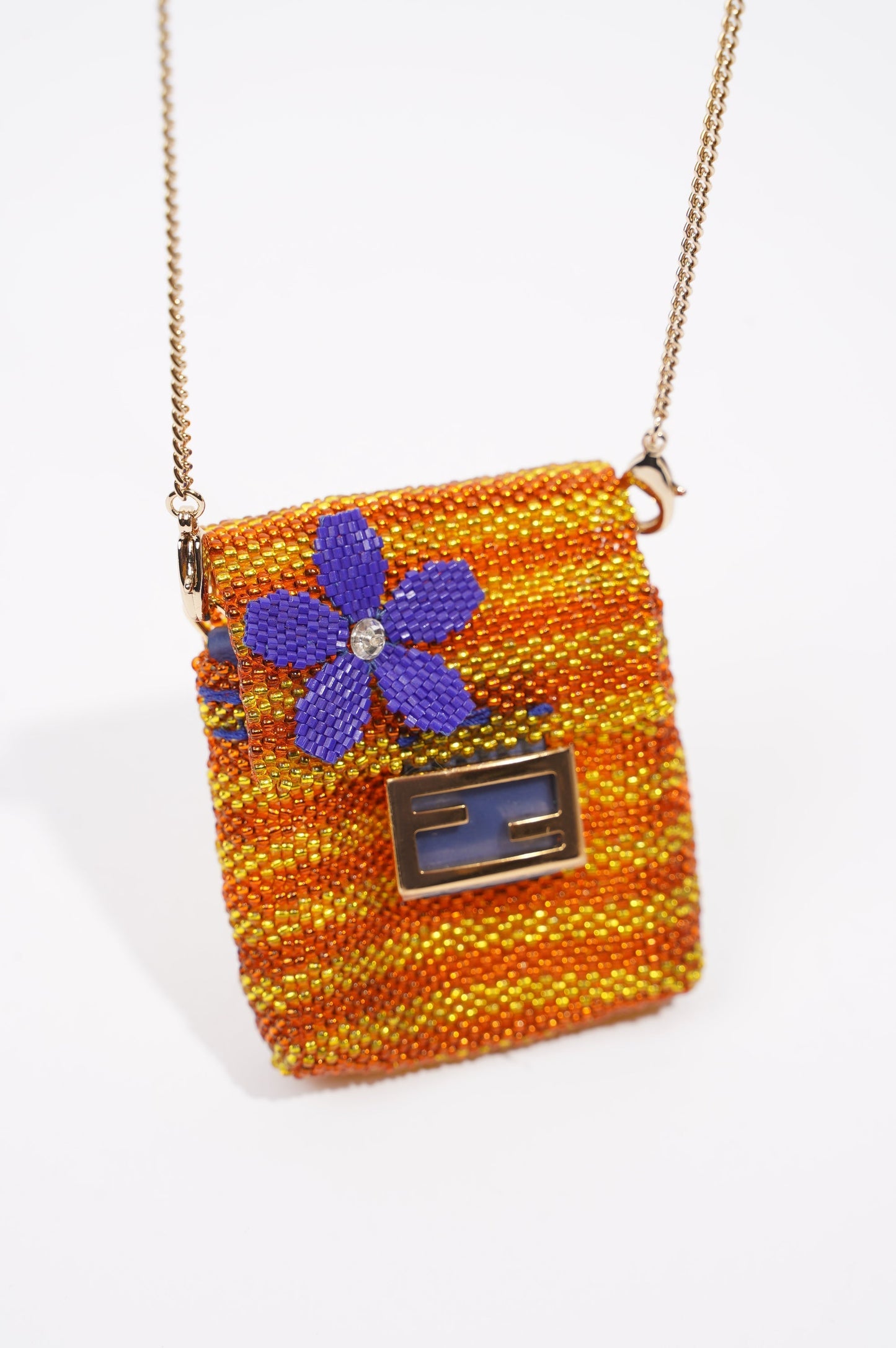 Fendi Womens Pico Baguette Charm Beads Orange / Yellow