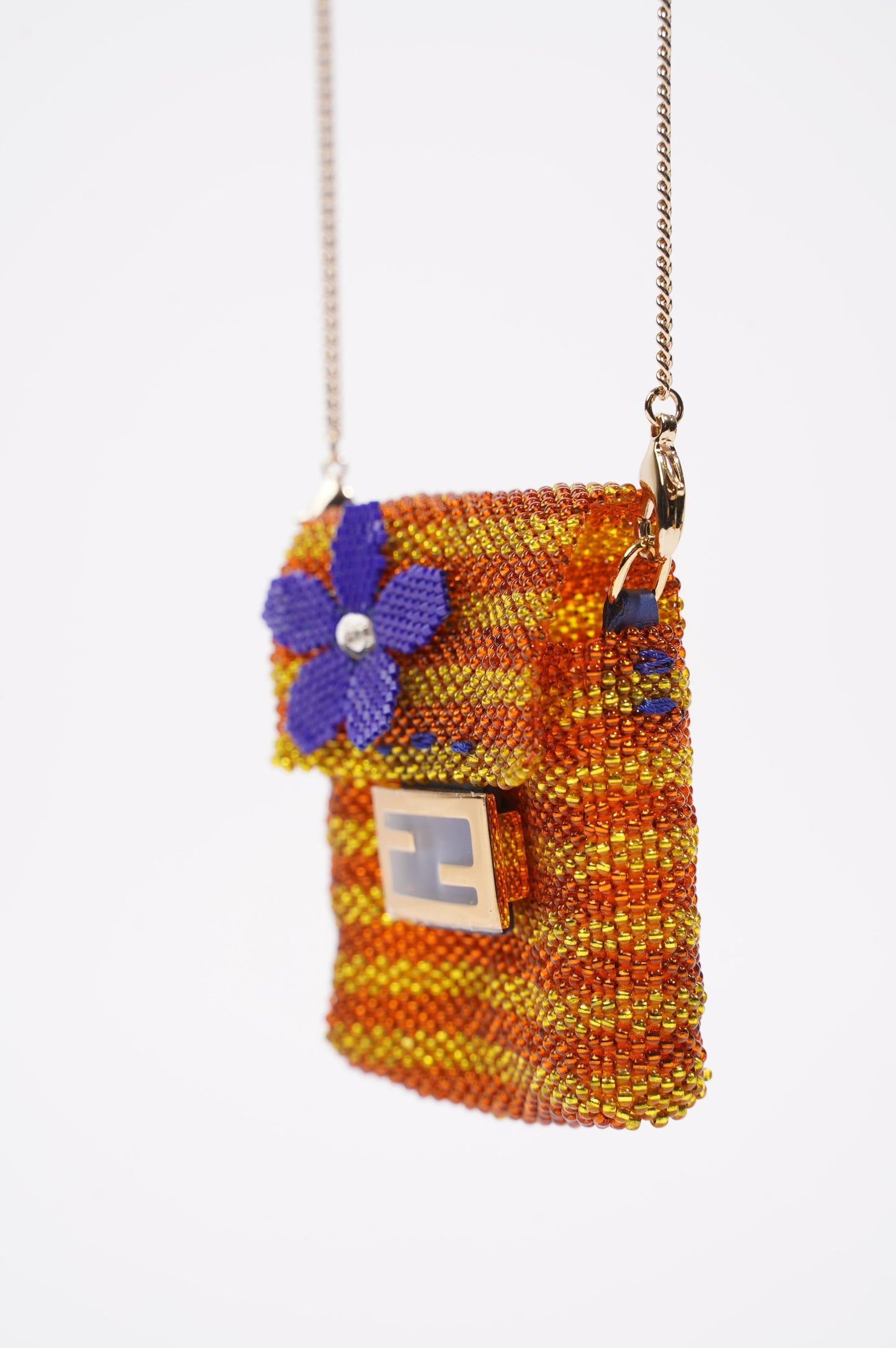 Fendi Womens Pico Baguette Charm Beads Orange / Yellow