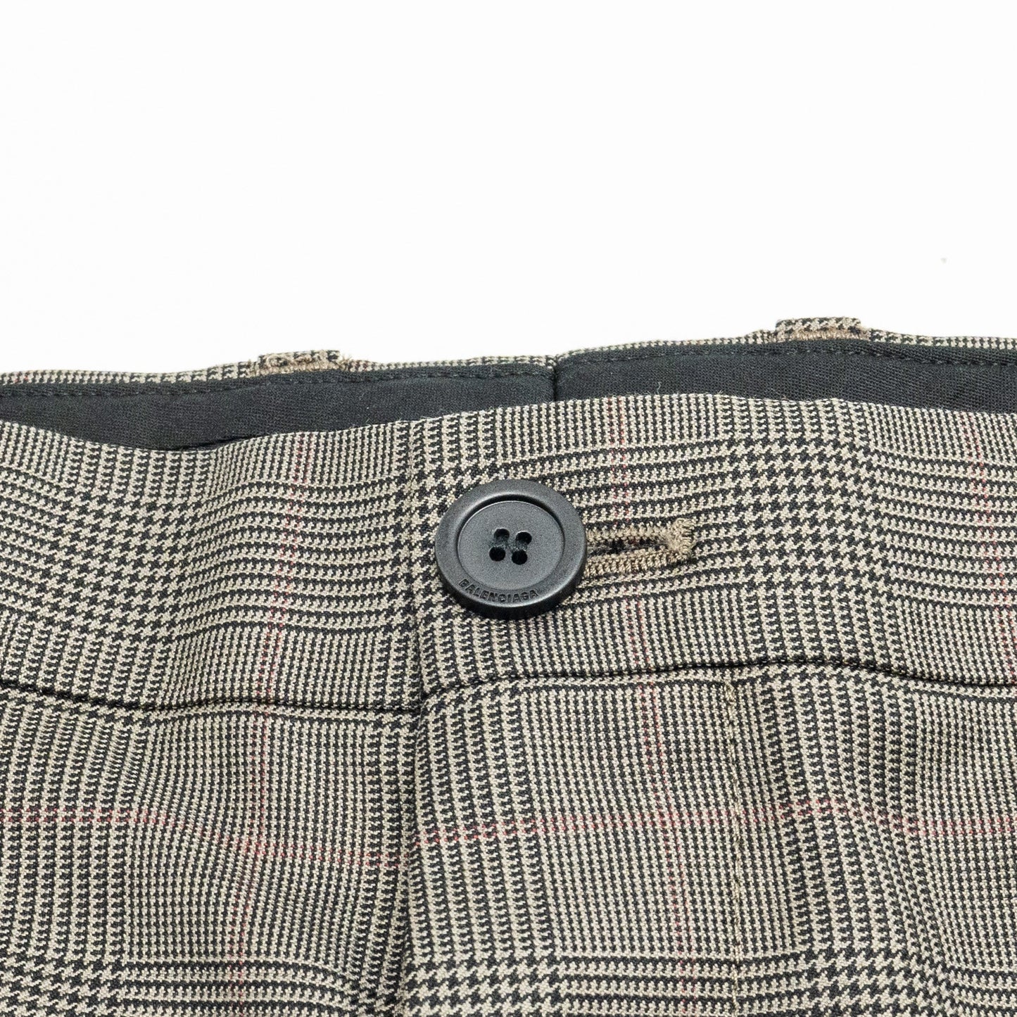 BALENCIAGA Size 44 Checked Single-Breasted Tro rs Wool Dark Grey