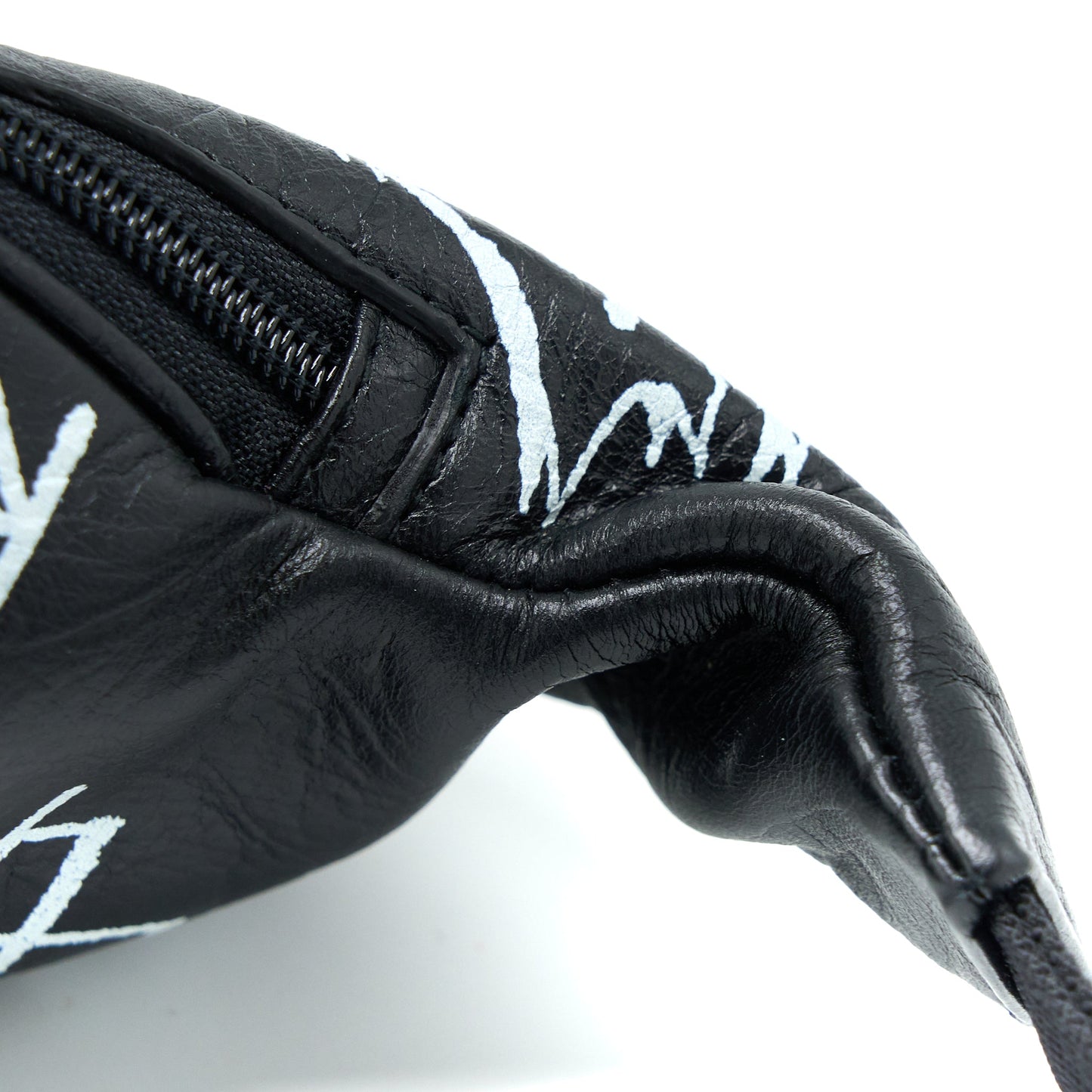 Balenciaga Graffiti Waist Purse Leather Black Ruthenium Hardware