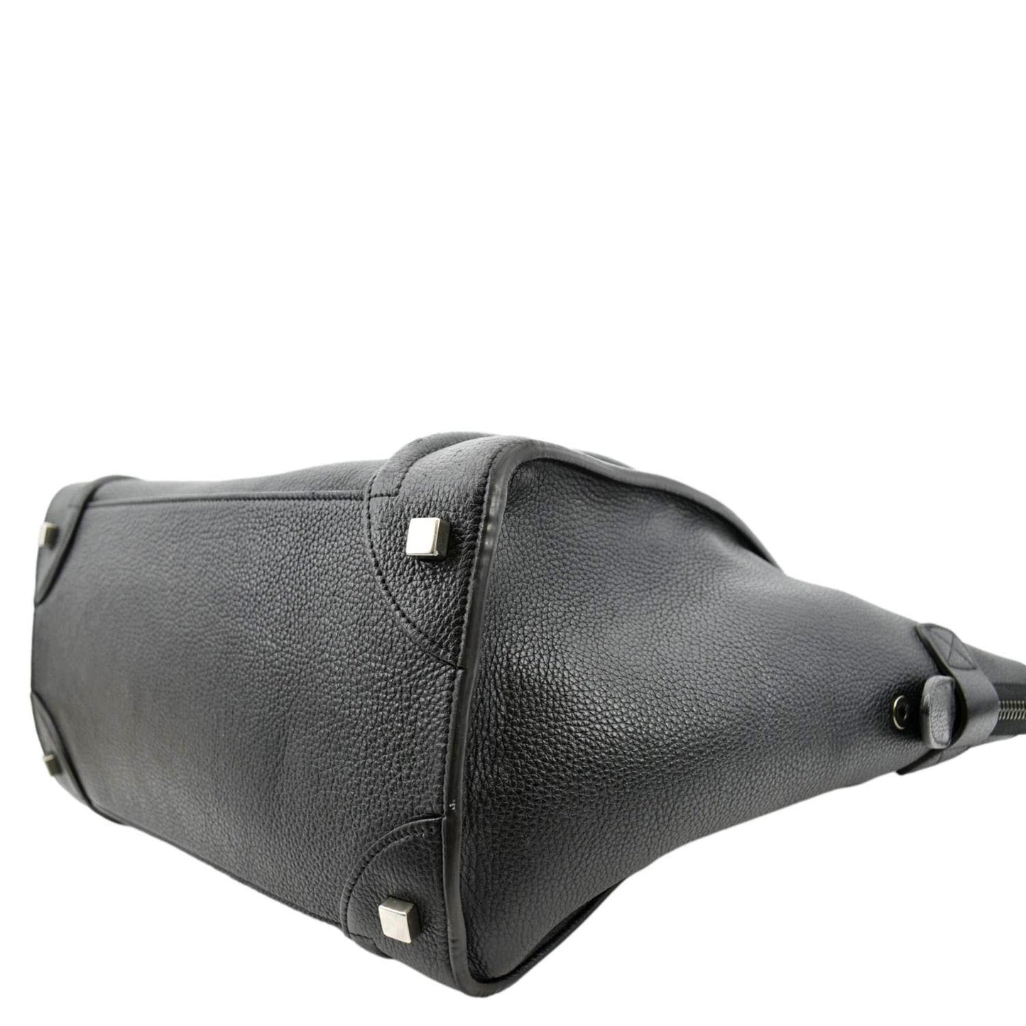 CELINE Drummed Mini Luggage Calfskin Leather Tote Bag Black