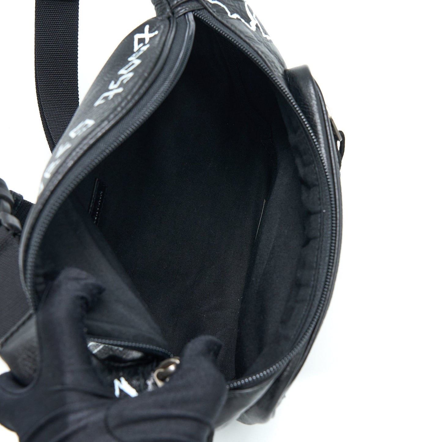 Balenciaga Graffiti Waist Purse Leather Black Ruthenium Hardware