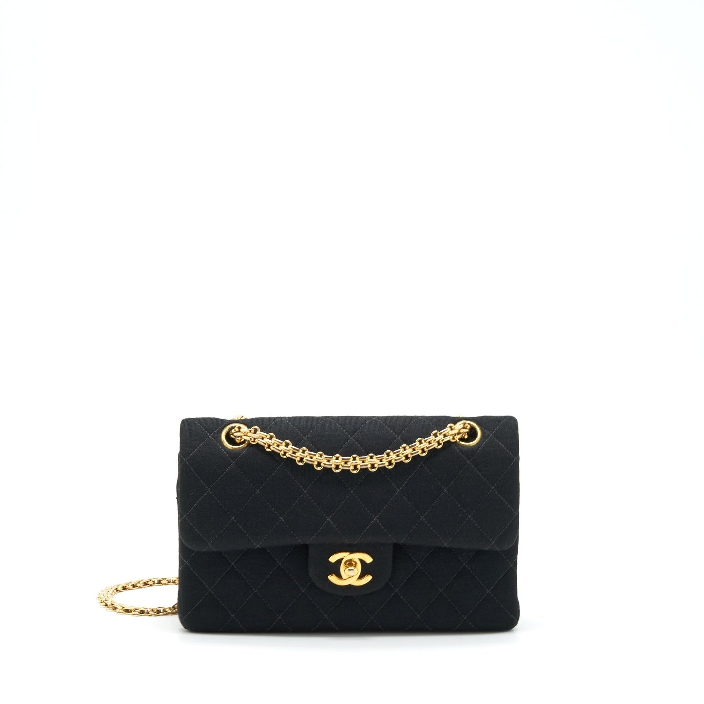 Chanel   Small Classic Flap Bag Fabric Black Ruthenium GHW
