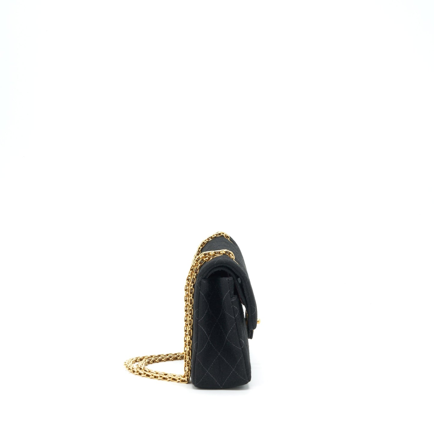 Chanel   Small Classic Flap Bag Fabric Black Ruthenium GHW