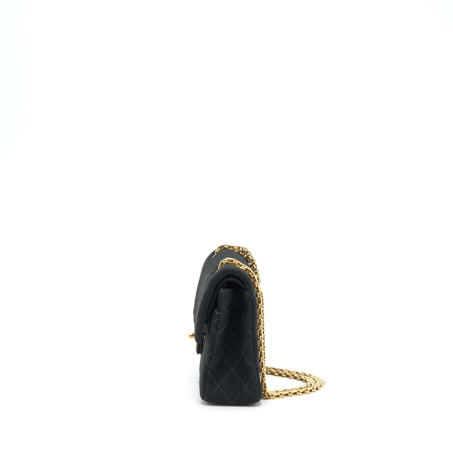 Chanel   Small Classic Flap Bag Fabric Black Ruthenium GHW