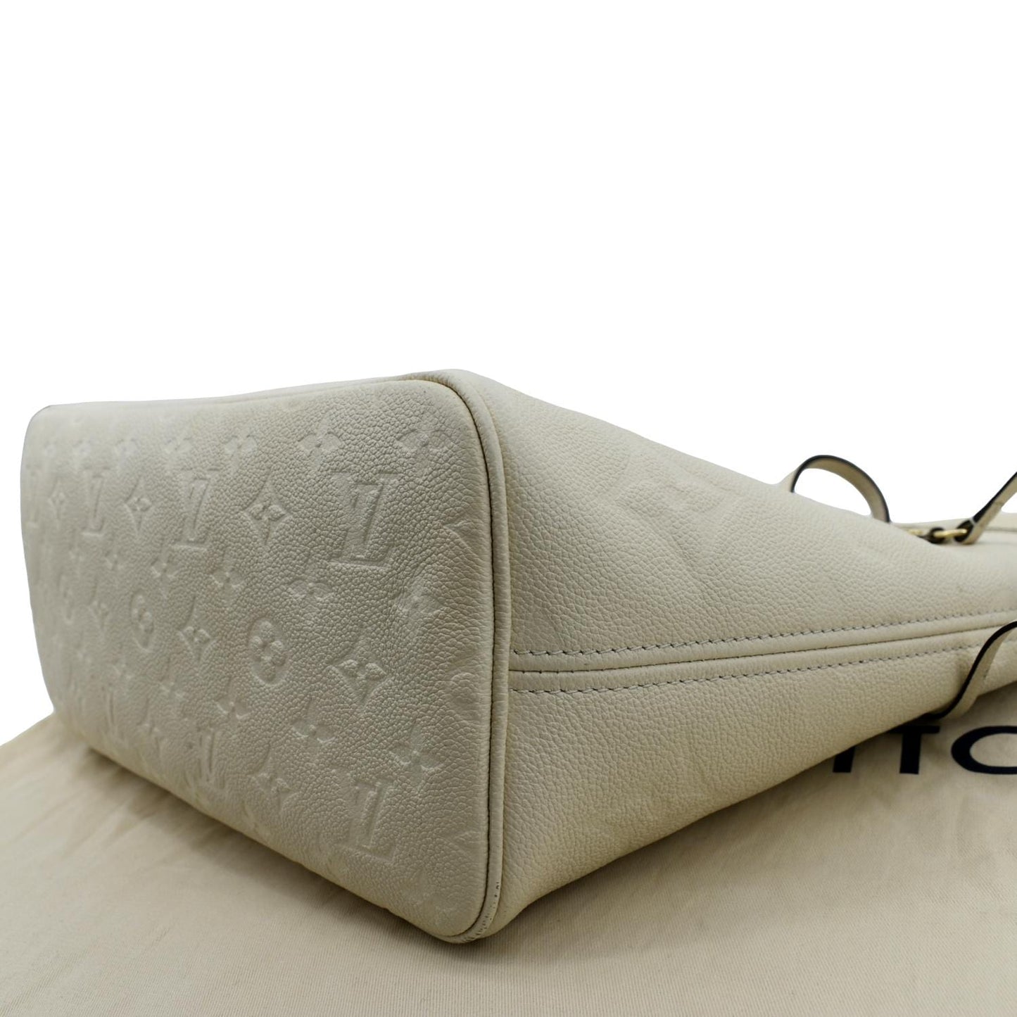 LOUIS VUITTON Neverfull MM Monogram Empreinte Tote Bag Beige